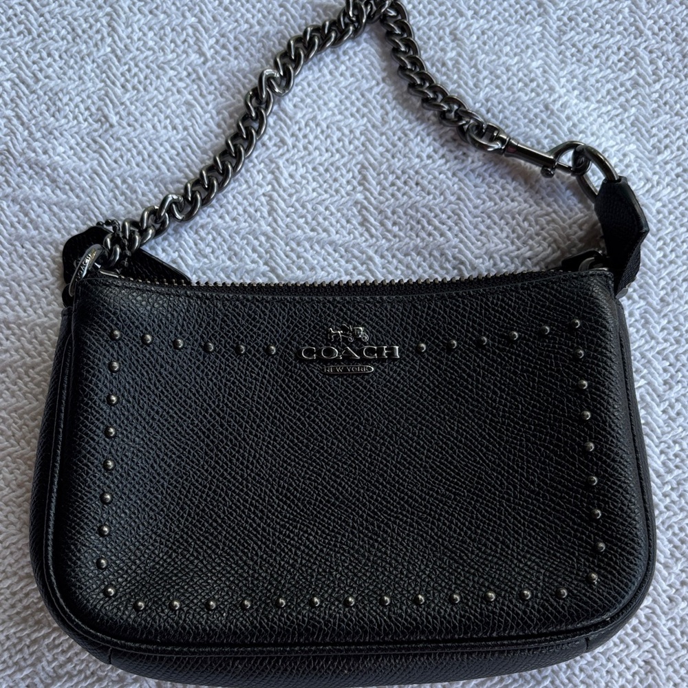 Coach Black Studded Leather Wristlet